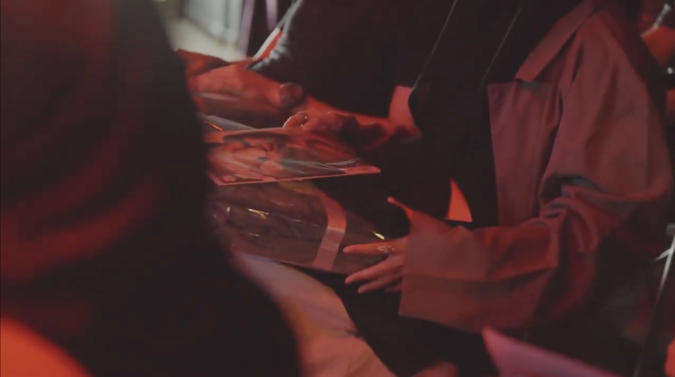 Fans receiving Daredevil merchandise