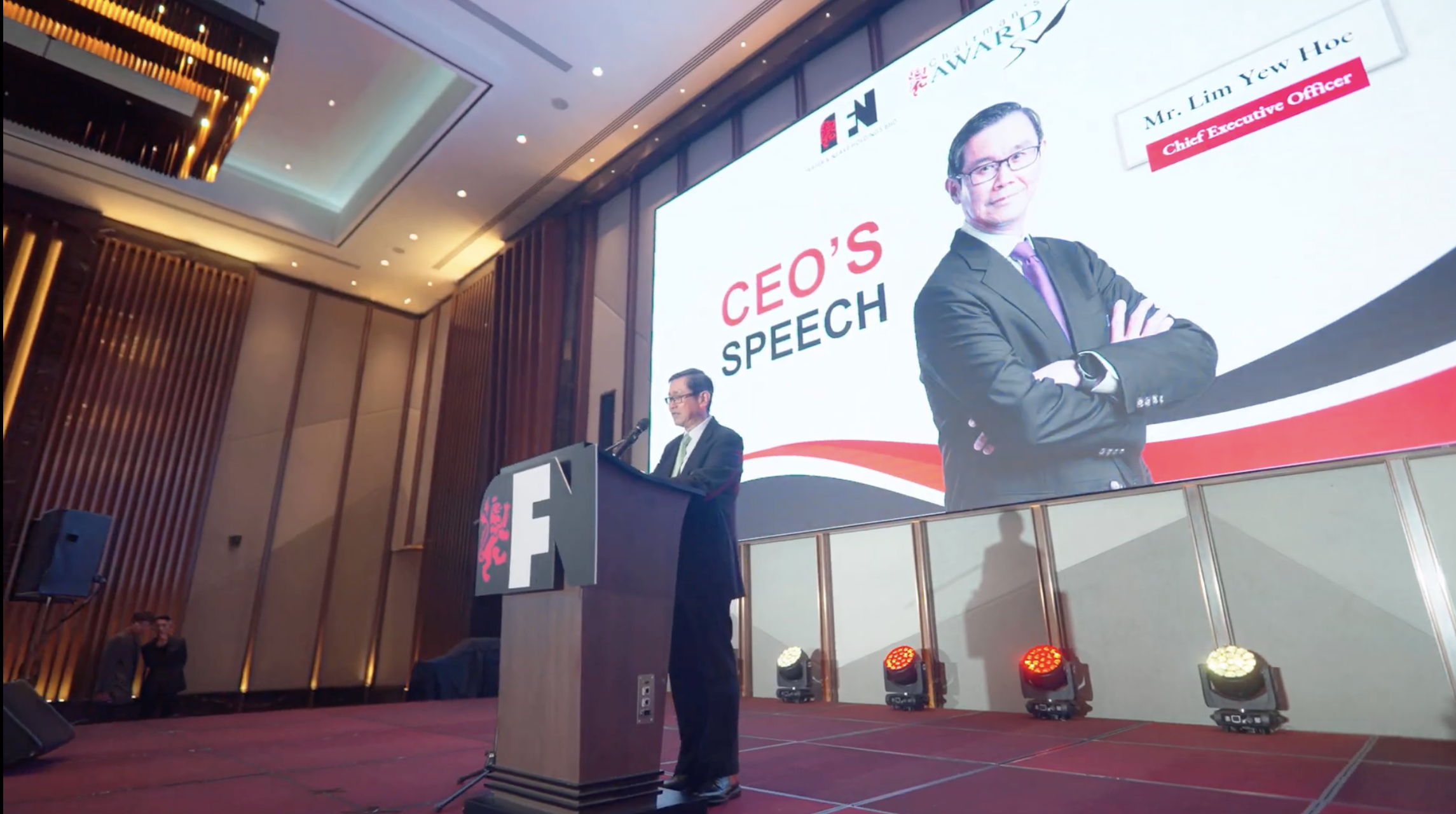 F&N CEO delivering his speech at the podium