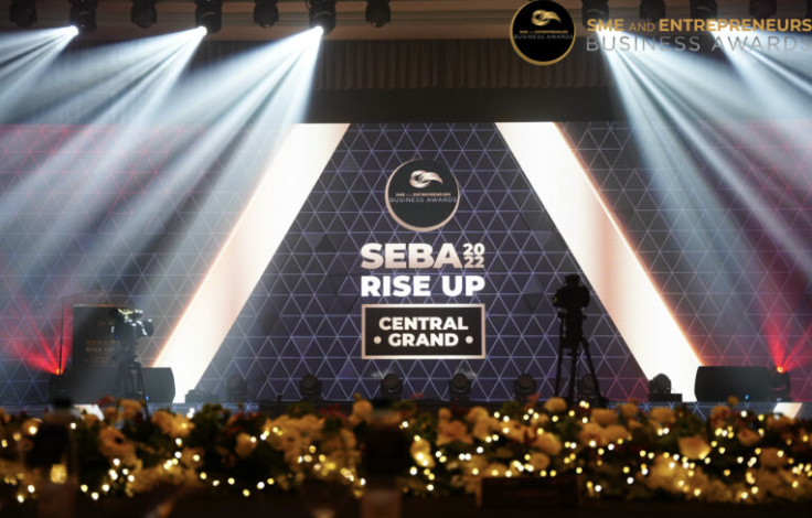SEBA 2022 Rise Up stage lit with beams